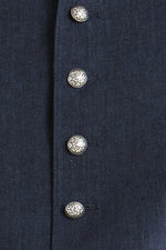 Grasegger Leinenweste Aurach blau Rückansicht | Grasegger linen vest Aurach blue back view