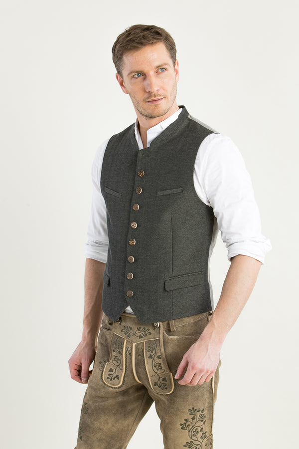 Grasegger Trachtenweste Vittorio grün Rückansicht | Grasegger waistcoat Vittorio green back view