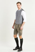 Grasegger Trachtenweste Voitl graublau Vorderansicht | Grasegger waistcoat Voitl grey-blue front view