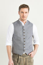 Grasegger Trachtenweste Voitl graublau Detail | Grasegger waistcoat Voitl grey-blue detail