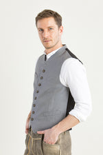 Grasegger Trachtenweste Voitl graublau Detail | Grasegger waistcoat Voitl grey-blue detail