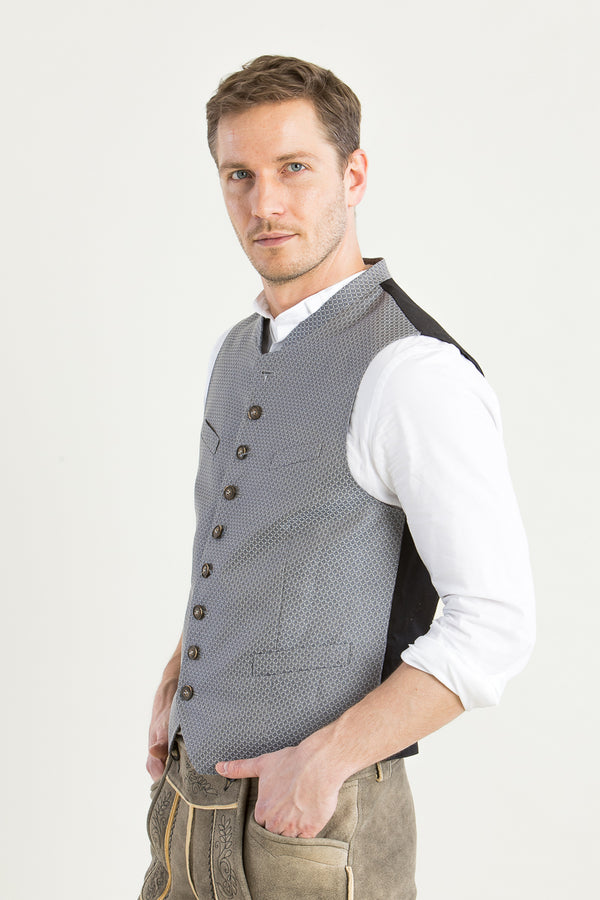 Grasegger Trachtenweste Voitl graublau Detail | Grasegger waistcoat Voitl grey-blue detail