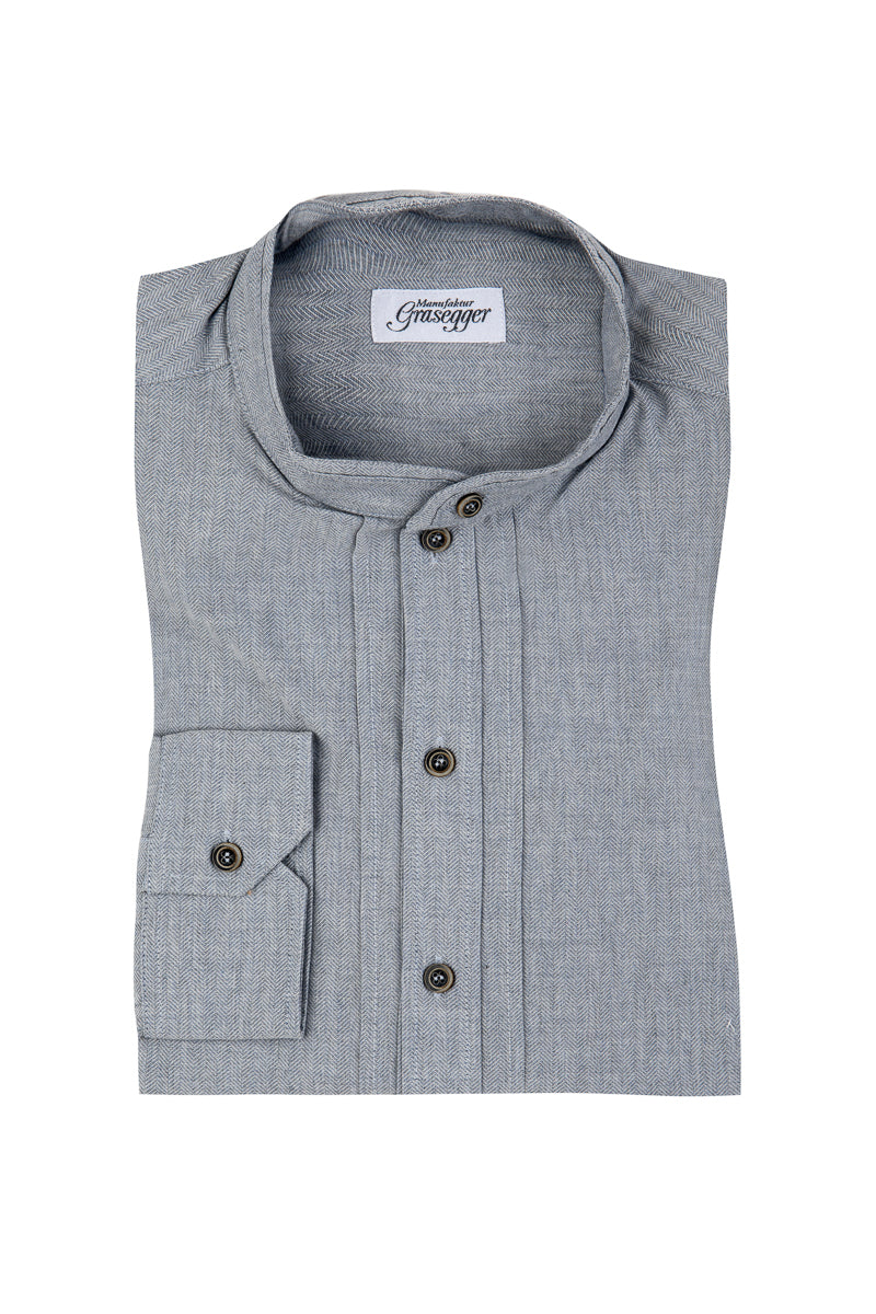 Grasegger Trachtenhemd Kissing blau Vorderansicht | Grasegger Bavarian shirt Kissing blue front view