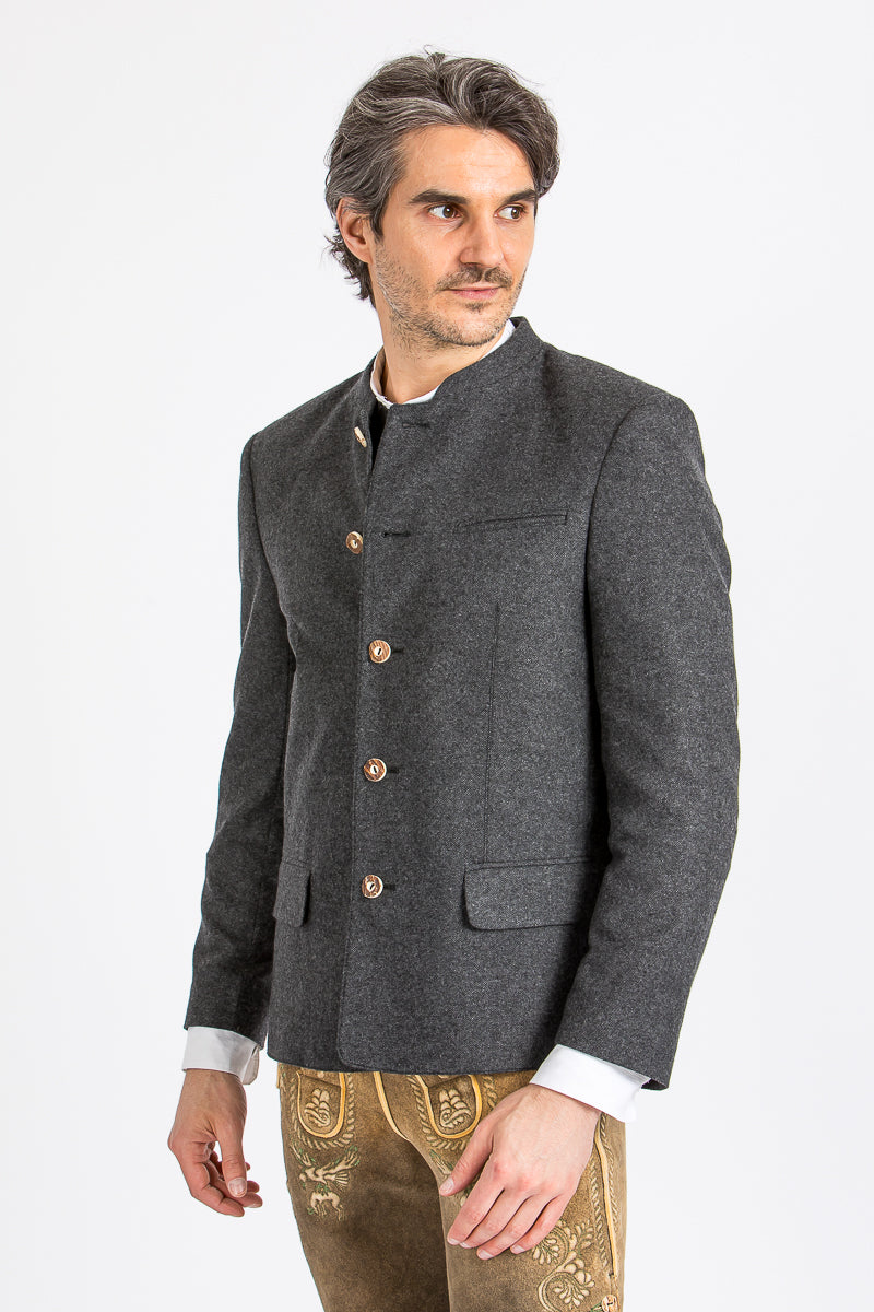 Grasegger Trachtenjanker Amalfo anthrazit Detail | Grasegger traditional jacket Amalfo anthracite detail