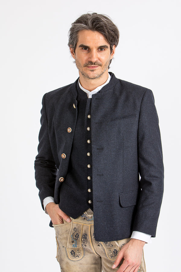 Grasegger Trachtenjanker Amalfo blau Vorderansicht | Grasegger traditional jacket Amalfo blue front view