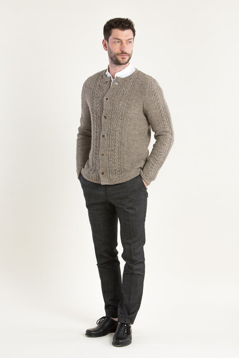 Grasegger Trachtenstrickjacke Herren Hellbeige Rückansicht | Grasegger Men's Traditional Knit Jacket Light beige back view