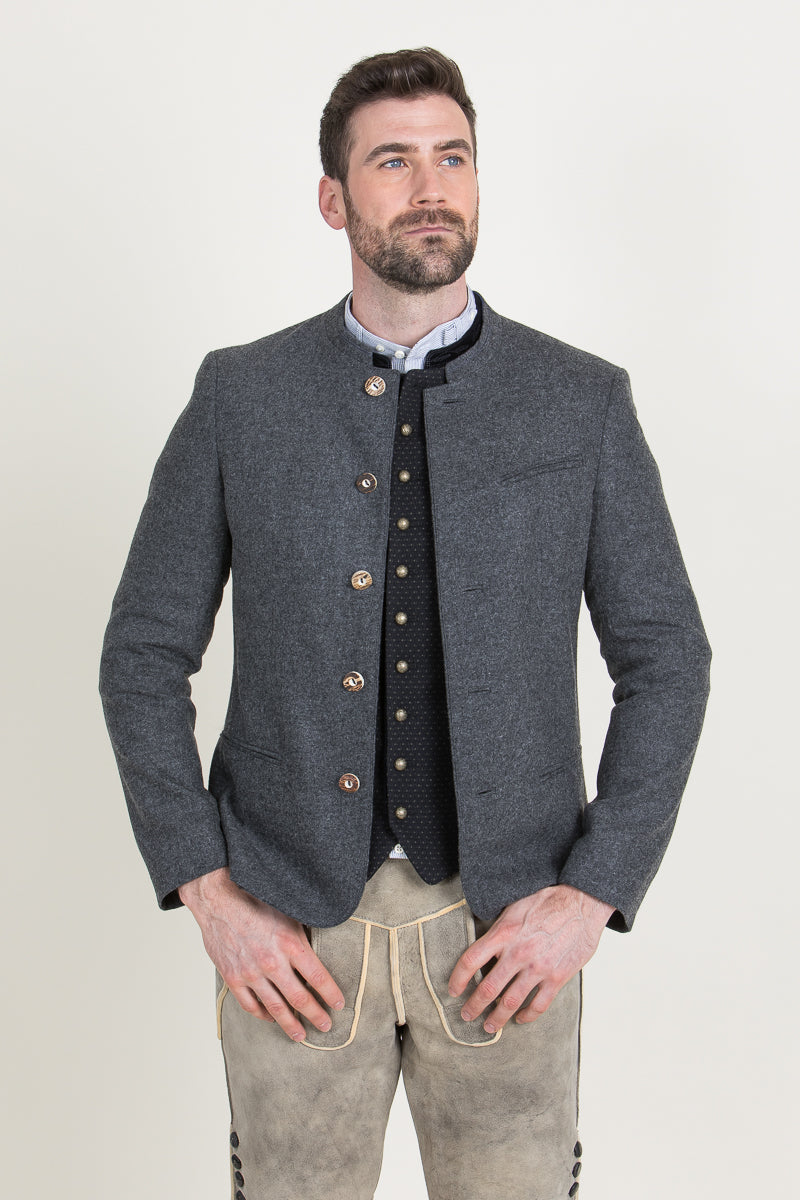 Grasegger Trachtenjanker Jetzendorf grau Rückansicht | Grasegger traditional jacket Jetzendorf grey back view