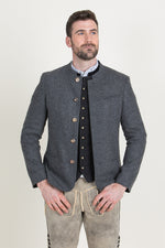 Grasegger Trachtenjanker Jetzendorf grau Rückansicht | Grasegger traditional jacket Jetzendorf grey back view