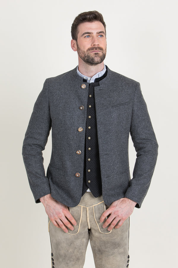 Grasegger Trachtenjanker Jetzendorf grau Rückansicht | Grasegger traditional jacket Jetzendorf grey back view