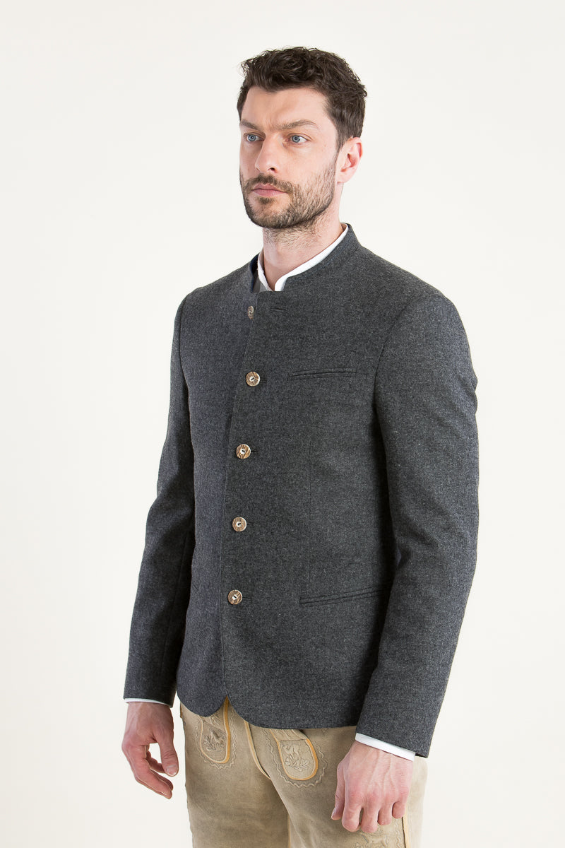 Grasegger Trachtenjanker Jetzendorf grau Detail | Grasegger traditional jacket Jetzendorf grey detail