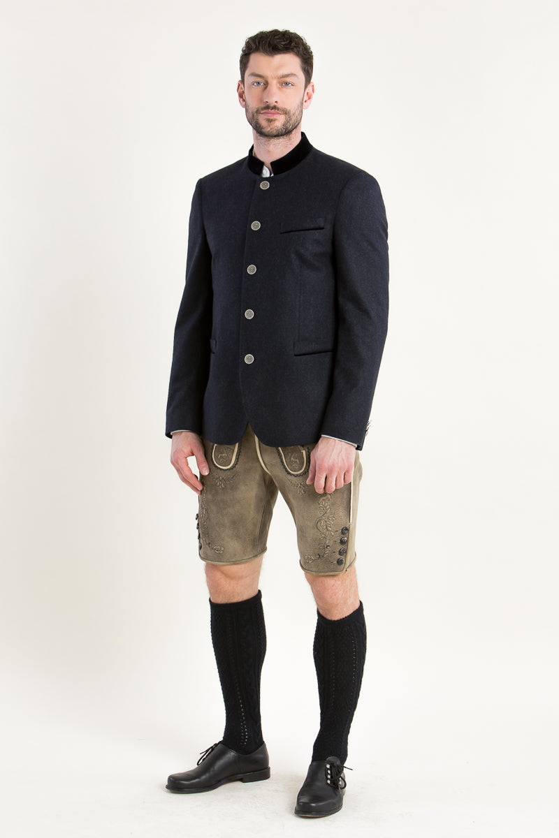 Grasegger Trachtenjanker Prometheus dunkelblau Detail | Grasegger traditional jacket Prometheus dark blue detail