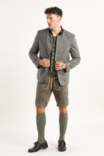 Grasegger Trachtenjanker Prometheus grau/beige Rückansicht | Grasegger traditional jacket Prometheus grey/beige back view