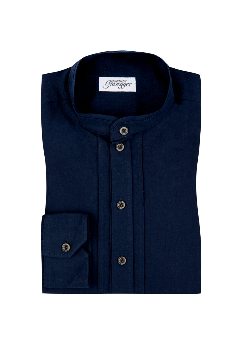 Grasegger Trachtenhemd Kissing dunkelblau Vorderansicht | Grasegger Bavarian shirt Kissing dark blue front view