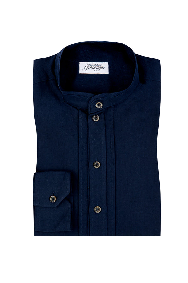 Grasegger Trachtenhemd Kissing dunkelblau Vorderansicht | Grasegger Bavarian shirt Kissing dark blue front view