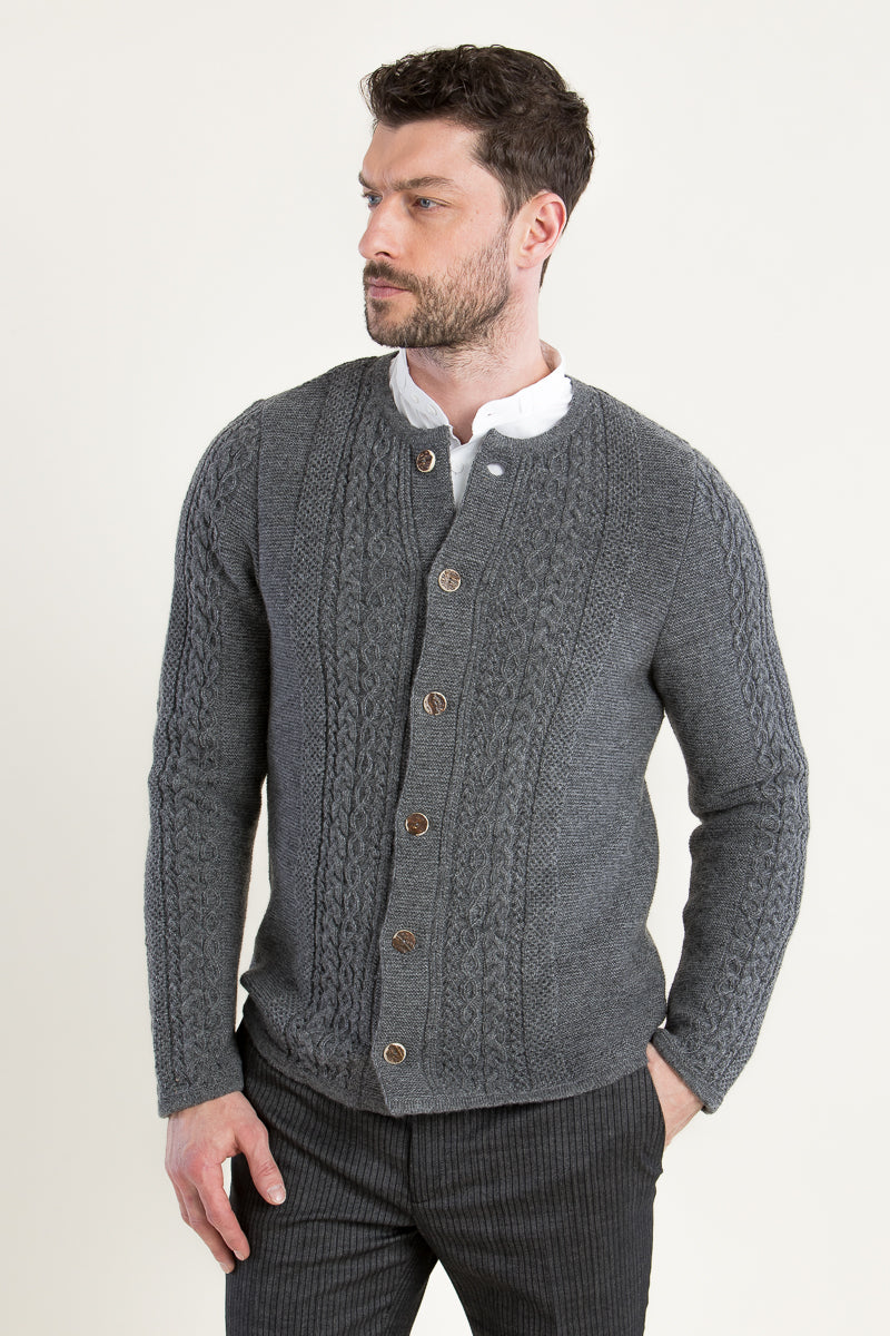 Grasegger Strickjanker grau Vorderansicht | Grasegger Knit Jacket grey front view