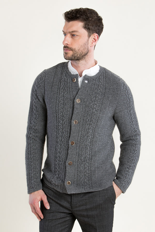 Grasegger Strickjanker grau Vorderansicht | Grasegger Knit Jacket grey front view