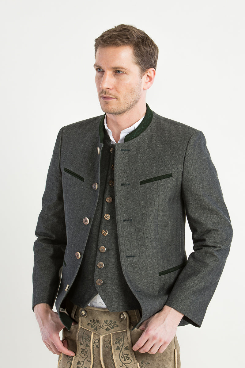 Grasegger Trachtenjanker Pankratz grün Vorderansicht | Grasegger traditional jacket Pankratz green front view
