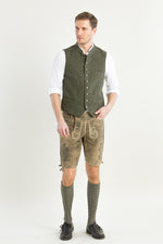 Grasegger Leinenweste Aurach grün Vorderansicht | Grasegger linen vest Aurach green front view