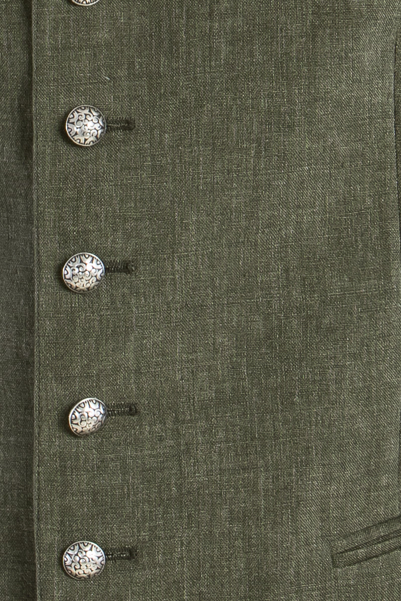 Grasegger Leinenweste Aurach grün Detail | Grasegger linen vest Aurach green detail