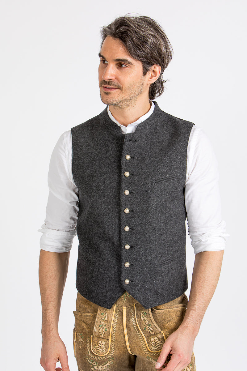 Grasegger Trachtenweste Aurach anthra Rückansicht | Grasegger traditional vest Aurach anthracite back view