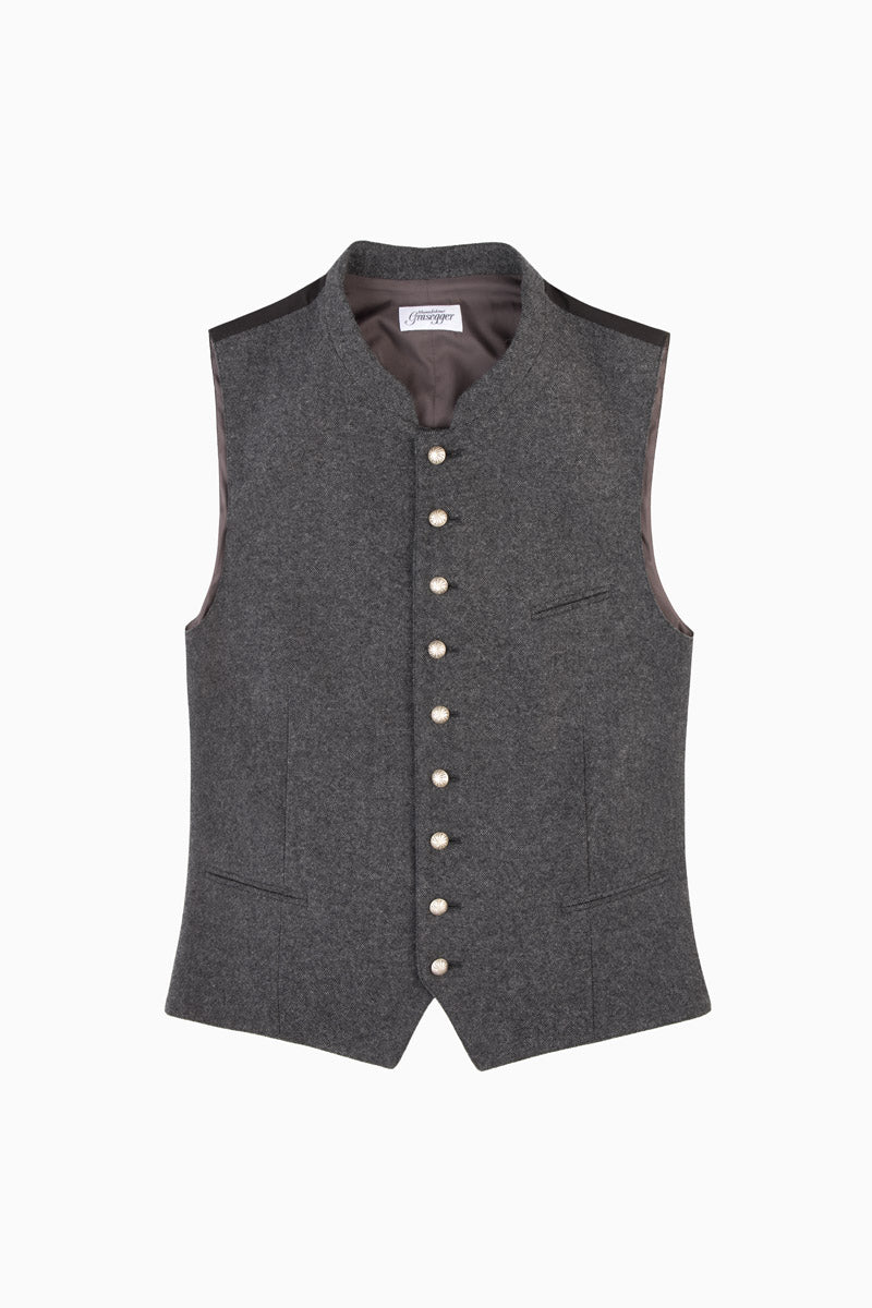 Grasegger Trachtenweste Aurach anthra Vorderansicht | Grasegger traditional vest Aurach anthracite front view