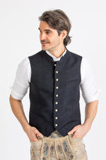 Grasegger Trachtenweste Aurach blau Rückansicht | Grasegger traditional vest Aurach blue back view