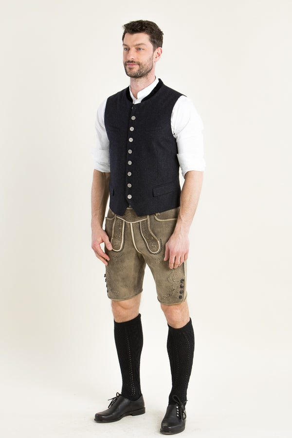 Grasegger Lodenweste Vittorio dunkelblau Vorderansicht | Grasegger loden waistcoat Vittorio dark blue front view