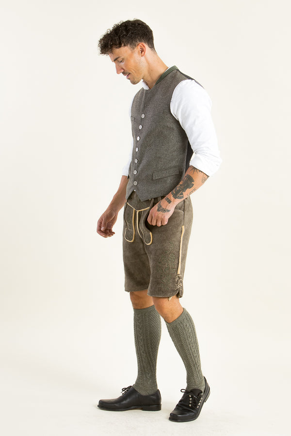 Grasegger Lodenweste Vittorio grau Vorderansicht | Grasegger loden waistcoat Vittorio grey front view