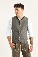 Grasegger Lodenweste Vittorio grau Detail | Grasegger loden waistcoat Vittorio grey detail