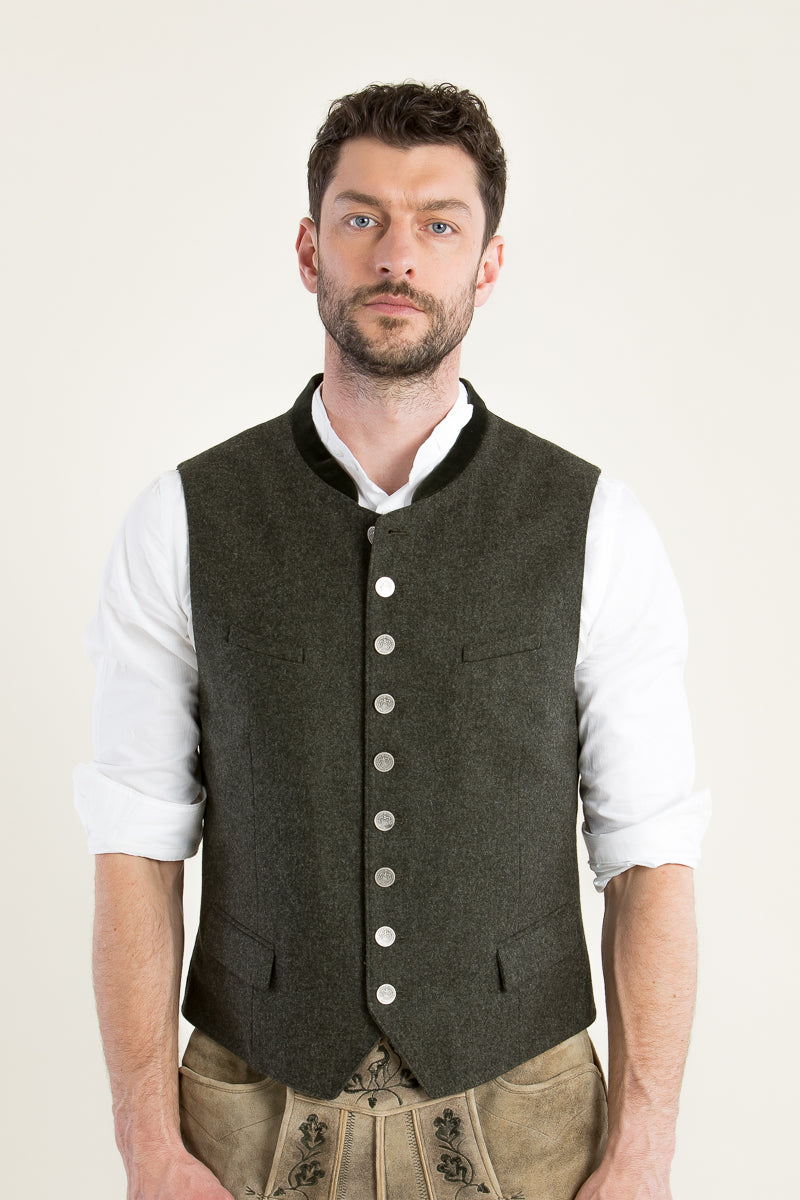 Grasegger Lodenweste Vittorio grün Vorderansicht | Grasegger loden waistcoat Vittorio green front view