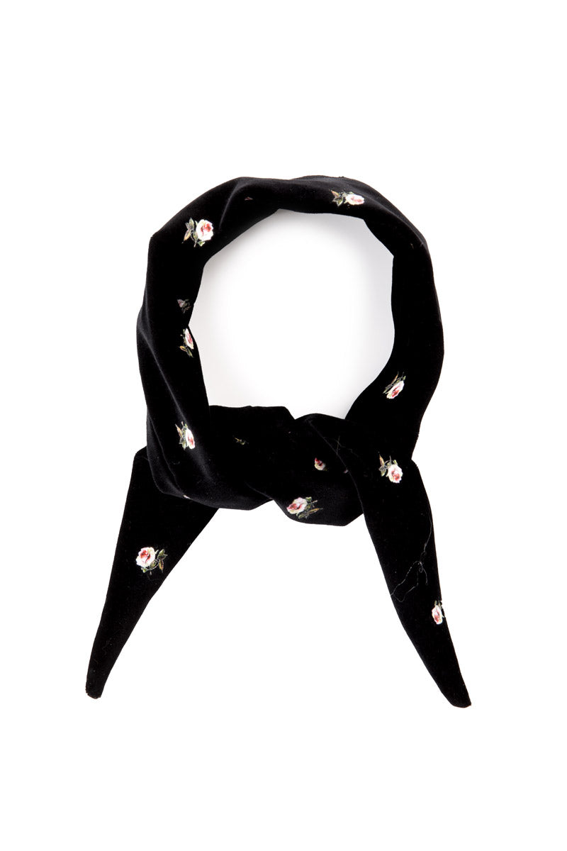 Almliebe Bandana Samt schwarz geblümt