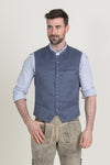 Hammerschmid Trachtenweste Johann blau Vorderansicht | Hammerschmid traditional vest Johann blue front view