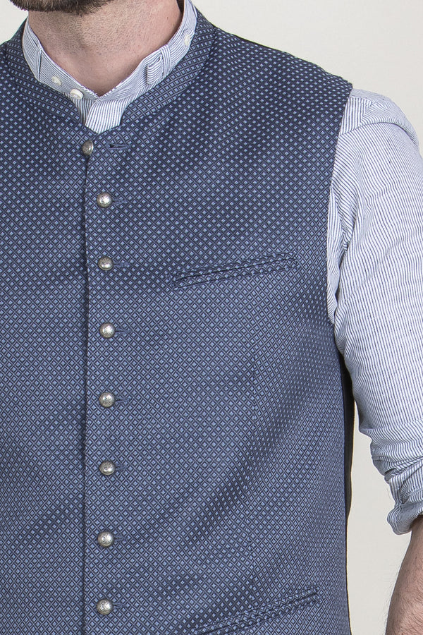 Hammerschmid Trachtenweste Johann blau Detail | Hammerschmid traditional vest Johann blue detail