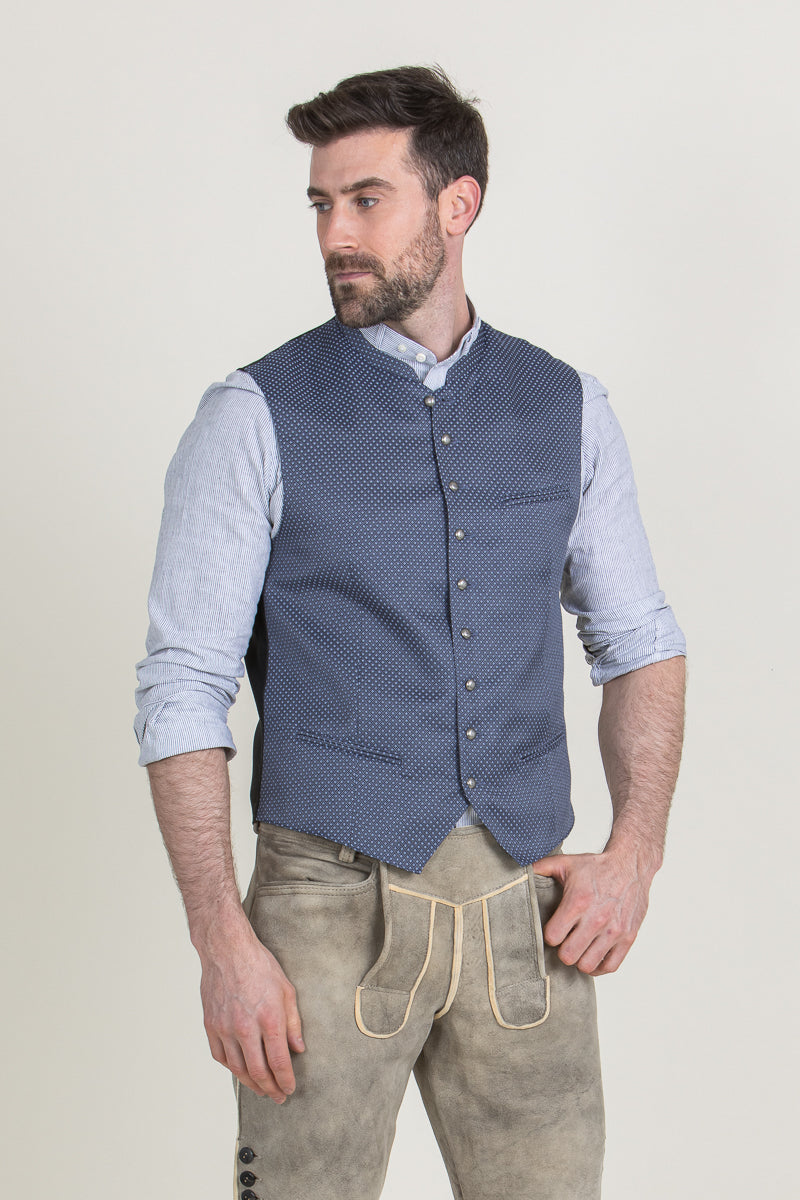 Hammerschmid Trachtenweste Johann blau Rückansicht | Hammerschmid traditional vest Johann blue back view