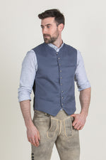 Hammerschmid Trachtenweste Johann blau Rückansicht | Hammerschmid traditional vest Johann blue back view