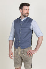 Hammerschmid Trachtenweste Johann blau Getragen | Hammerschmid traditional vest Johann blue worn