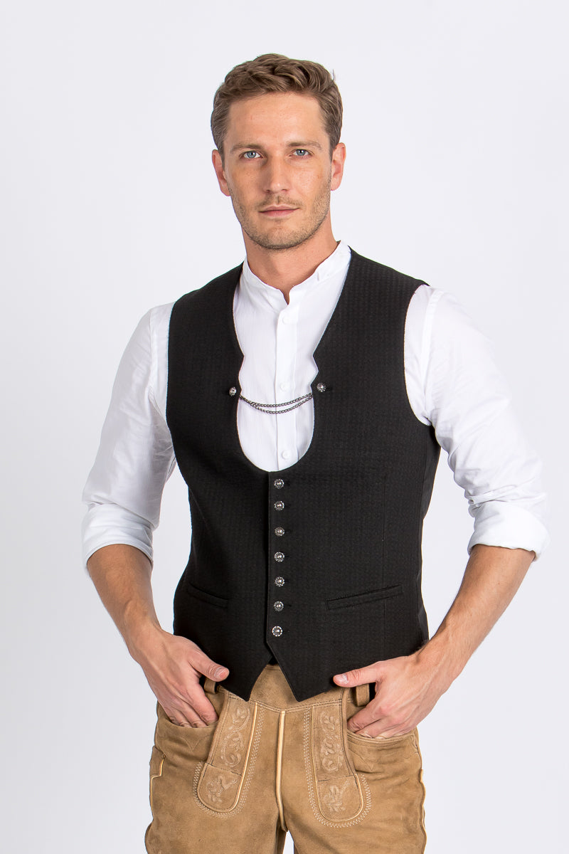 Hammerschmid Trachtenweste Fritz schwarz Kettendetail | Hammerschmid traditional vest Fritz black chain detail