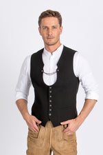 Hammerschmid Trachtenweste Fritz schwarz Kettendetail | Hammerschmid traditional vest Fritz black chain detail