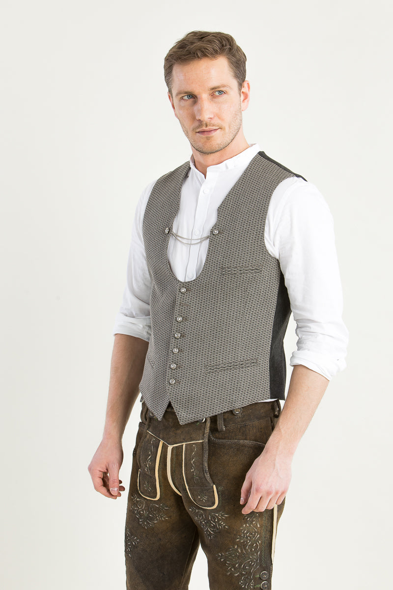 Hammerschmid Trachtenweste Carl beige Vorderansicht | Hammerschmid traditional vest Carl beige front view