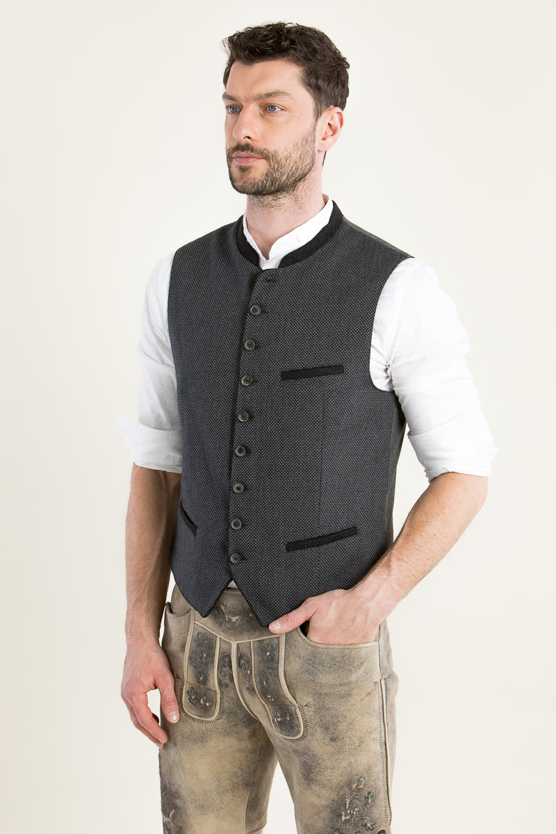 Hammerschmid Trachtenweste Rudi schwarz Detail | Hammerschmid Trachtenweste Rudi black detail