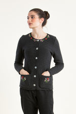 Heidi Trachtenstrickjacke Damen Anthrazit Rückansicht | Heidi Women's Traditional Knit Jacket Anthracite back view