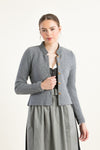 Heidi Trachtenstrickjacke Damen Hellgrau Vorderansicht | Heidi Women's Traditional Knit Jacket Light grey front view