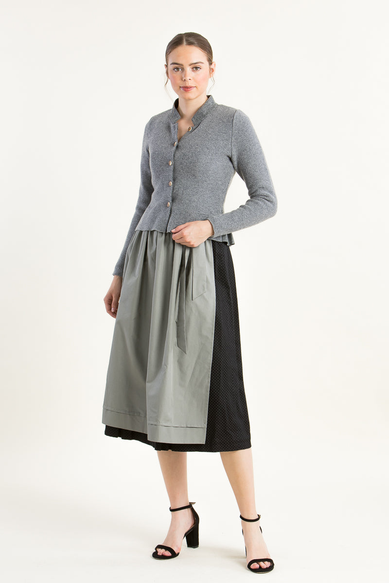 Heidi Trachtenstrickjacke Damen Hellgrau Rückansicht | Heidi Women's Traditional Knit Jacket Light grey back view