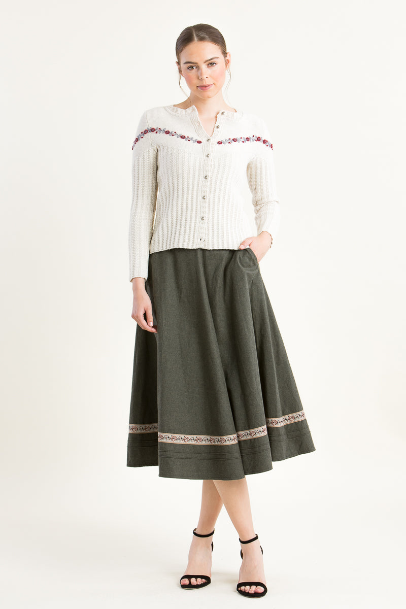 Heidi Trachtenstrickjacke Damen Ecru Rückansicht | Heidi Women's Traditional Knit Jacket Ecru back view