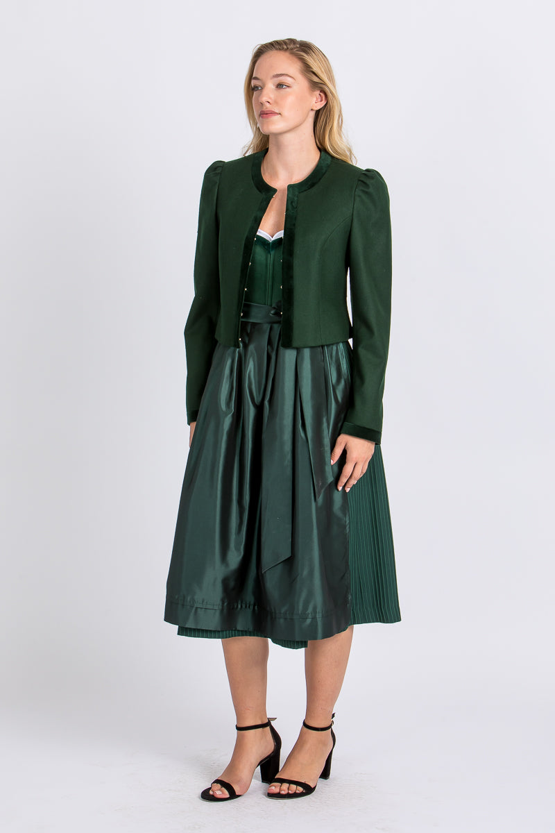 Heimatglück Trachtenjanker Elisabeth Tannengrün Vorderansicht | Heimatglück Trachtenjanker Elisabeth dark green front view