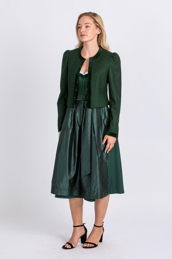 Heimatglück Trachtenjanker Elisabeth Tannengrün Vorderansicht | Heimatglück Trachtenjanker Elisabeth dark green front view