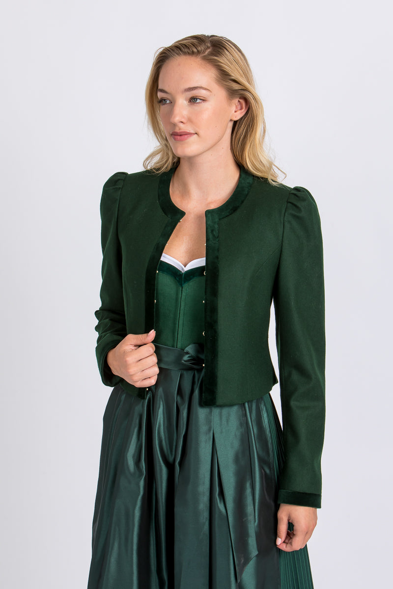 Heimatglück Trachtenjanker Elisabeth Tannengrün Detail | Heimatglück Trachtenjanker Elisabeth dark green detail