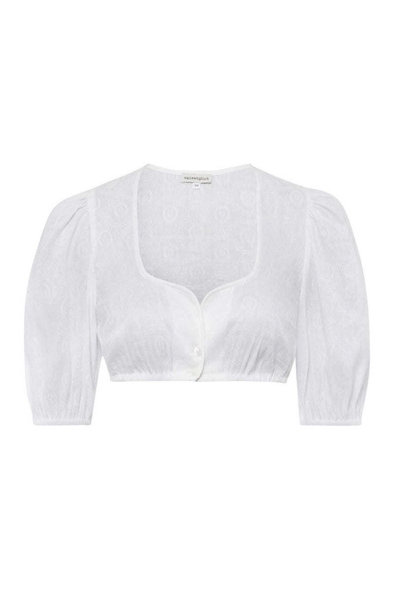 Heimatglück Dirndlbluse Ida weiß Vorderansicht | Heimatglück dirndl blouse Ida white front view