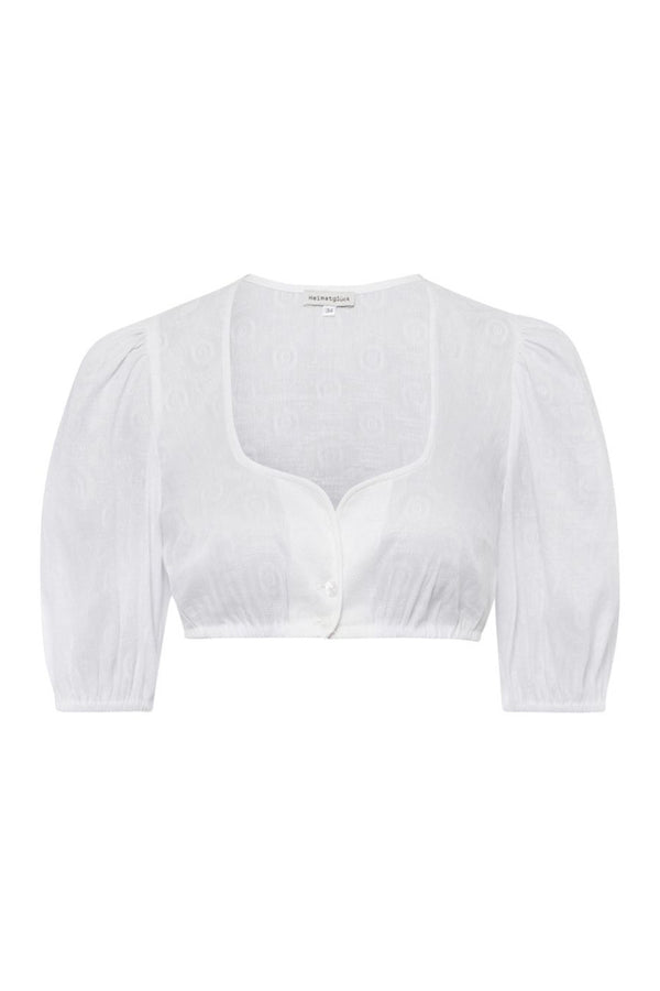 Heimatglück Dirndlbluse Ida weiß Vorderansicht | Heimatglück dirndl blouse Ida white front view