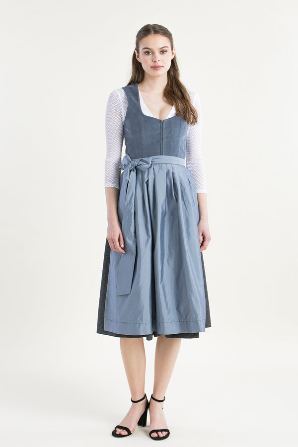 Heimatglück Dirndl Anneliese rauchblau Vorderansicht | Heimatglück Dirndl Anneliese smoke blue front view